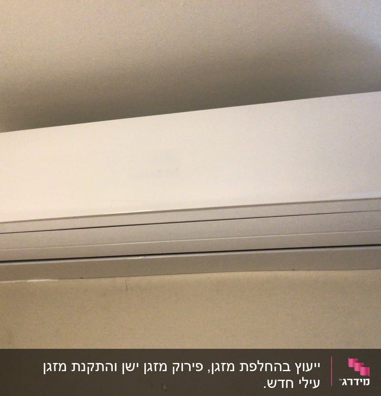 מזגן קיר לבן מותקן על קיר פנימי